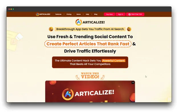 A screenshot of the Articalize dashboard, a powerful addition to your social media growth tools stack. The image shows the process of converting social media links and YouTube videos into SEO-friendly, long-form articles to drive social media growth through content repurposing. Social Media Growth Tools; Social Media Growth: Best Social Media Growth Tools