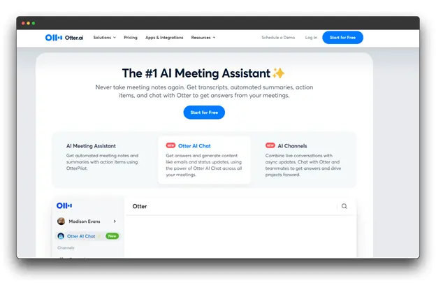Revolutionize your meeting experience with Otter.ai, the #1 AI meeting assistant that eliminates the need for manual note-taking. Get accurate transcripts, insightful summaries, and actionable insights from your meetings, all powered by AI. With Otter.ai, you can effortlessly search, share, and collaborate on meeting notes, ensuring that no important detail is ever missed. Whether you're a solopreneur or part of a large team, Otter.ai is the essential AI tool for businesses looking to boost productivity and streamline collaboration.

Keywords: AI for Business Growth, AI Tools, Otter.ai, AI meeting assistant, meeting transcription, meeting summaries, team collaboration, business growth.