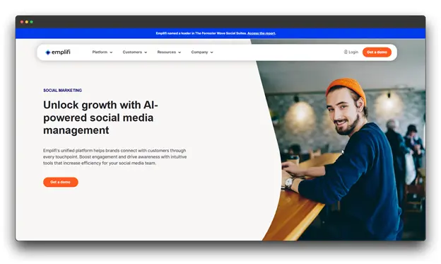 A screenshot of the Emplifi website, showcasing their AI-powered social media management platform. The platform is designed to help brands connect with customers across all touchpoints, boost engagement, and drive brand awareness. The website emphasizes the use of AI-powered tools to increase efficiency and streamline social media management.

Keywords: AI Social Media Engagement, AI Tools, Social Media Engagement