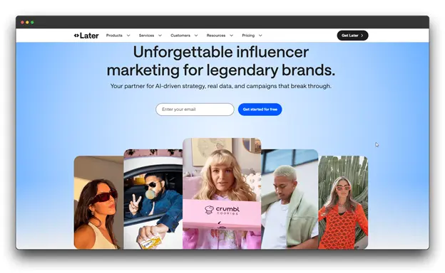 A screenshot of the Later (formerly Mavrck) platform, focusing on influencer discovery and campaign tracking. This screenshot highlights one of the best social media growth tools for managing creator relationships and measuring the business impact of social media growth campaigns. Social Media Growth Tools; Social Media Growth: Best Social Media Growth Tools