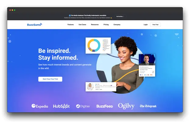 A screenshot of the BuzzSumo website, a tool for analyzing content performance and identifying trending topics on social media. BuzzSumo helps businesses track brand mentions, competitor activity, and influencer marketing opportunities. The platform also provides insights into audience interests and engagement metrics.

Keywords: AI Social Media Engagement, AI Tools, Social Media Engagement