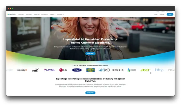 A screenshot of the Emplifi website, showcasing their AI-powered social media management platform. The platform is designed to help brands connect with customers across all touchpoints, boost engagement, and drive brand awareness. The website emphasizes the use of AI-powered tools to increase efficiency and streamline social media management.

Keywords: AI Social Media Engagement, AI Tools, Social Media Engagement