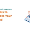 An illustration of a rocket launching from a smartphone screen, symbolizing the power of AI in social media engagement. The text on the image reads "AI Social Media Engagement: 9 Tools to Elevate Your Brand in 2025." Keywords: AI Social Media Engagement, AI Tools, Social Media Engagement
