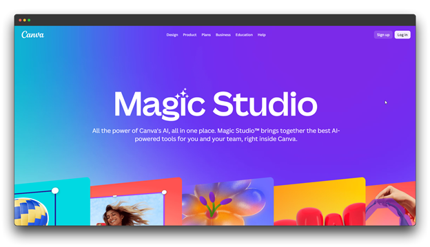 A screenshot of Canva Magic Studio, featuring AI-powered design features like Magic Design and Magic Media. This tool is essential for social media growth, allowing creators to instantly generate on-brand visual content as part of their social media growth tools kit. Social Media Growth Tools; Social Media Growth: Best Social Media Growth Tools